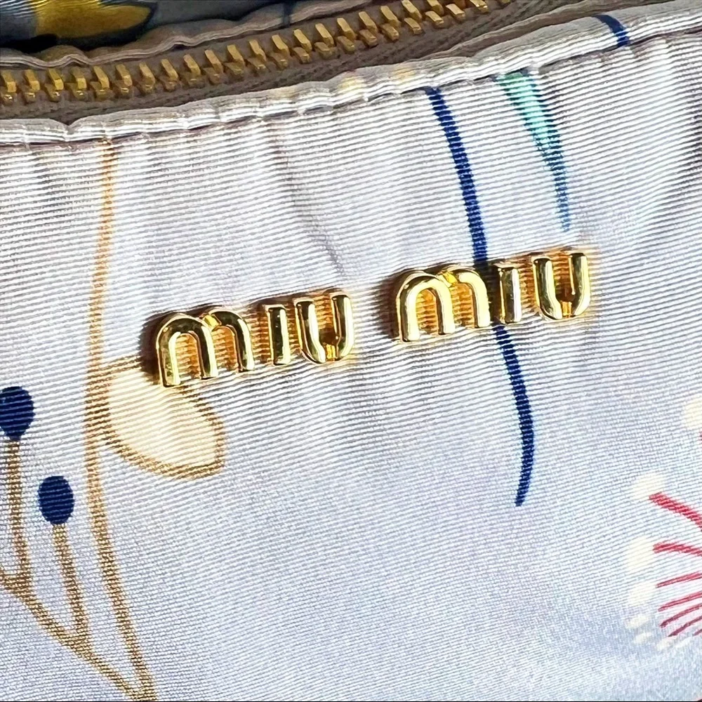 Miu Miu Baby Blue Silk Lined Clutch/Cosmetic Bag